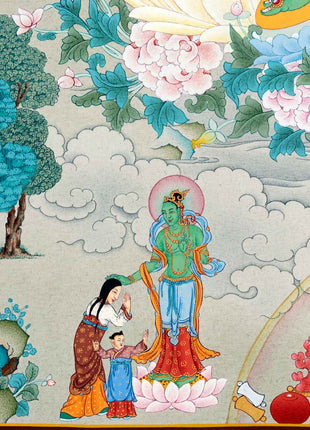 Tibetan Tara Goddess, Mother Green Tara Thangka | Traditional Painting