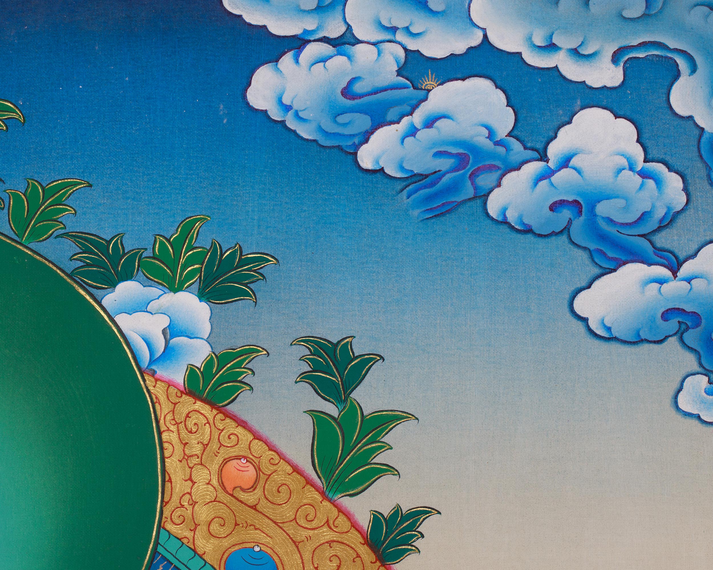Infinite Light Amitabha Buddha With Bodhisattva Thangka | Pure Land Buddha