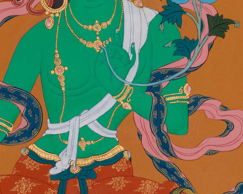 The Compassionate Female Bodhisattva Green Tara | Tibetan Goddess Artwork