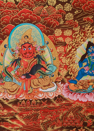 Buddhist Wealth Deities Manifestation | Gold Thangka of the Five Dzambhalas