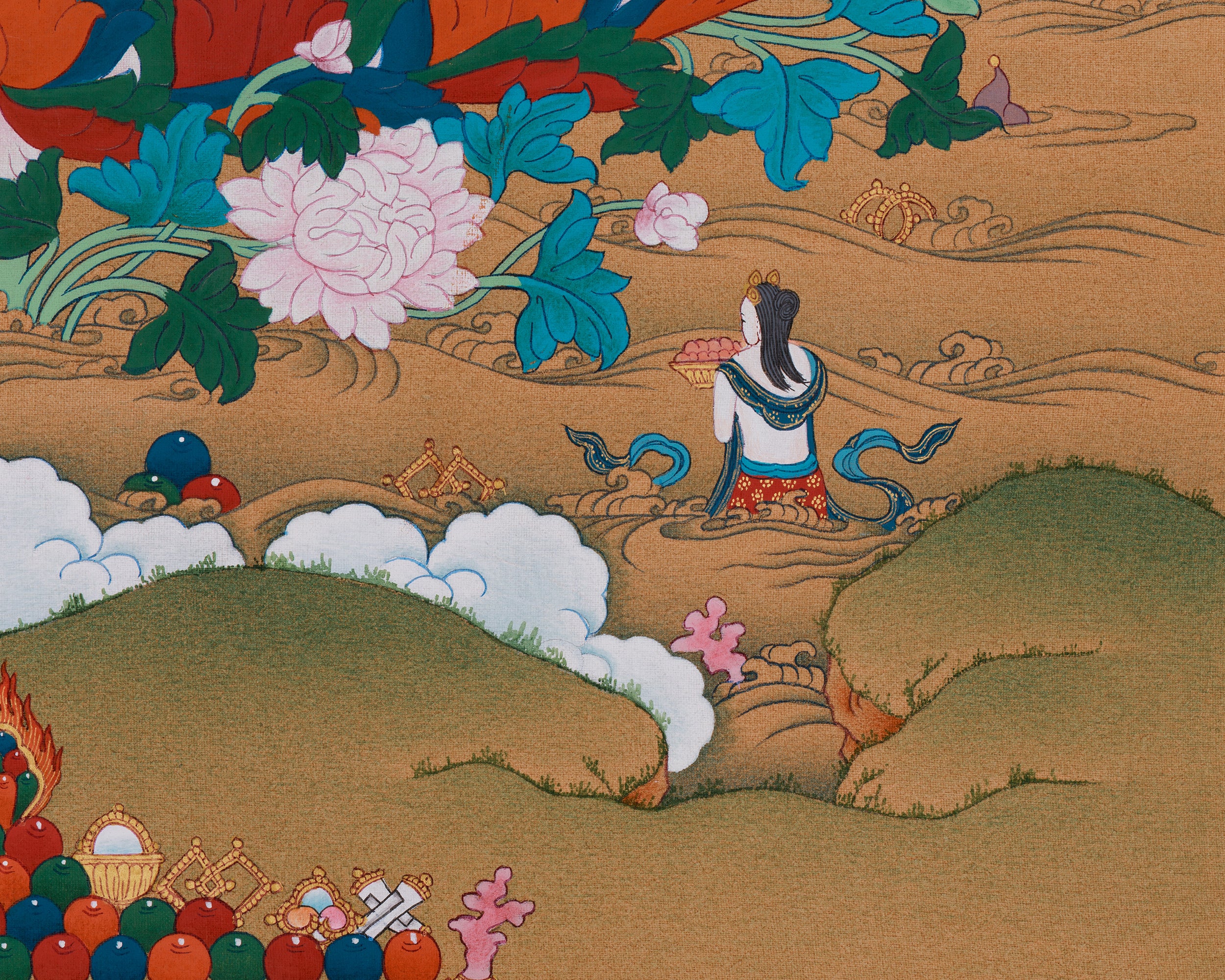 Handmade Spiritual Teacher Guru Rinpoche Thangka | Tantric Guide & Protector of the Dharma