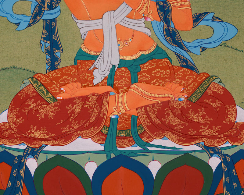 Hand-Painted Manjushri Thangka | Illuminating the Path to Enlightenment