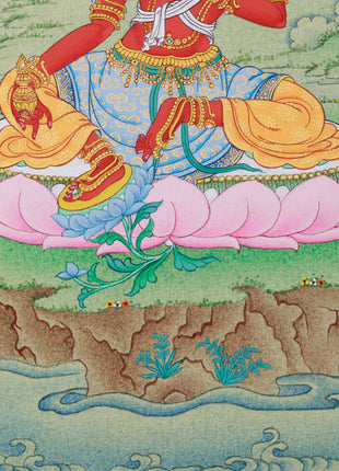 Detailed Red Tara Thangka | Stone Colors of Tibet