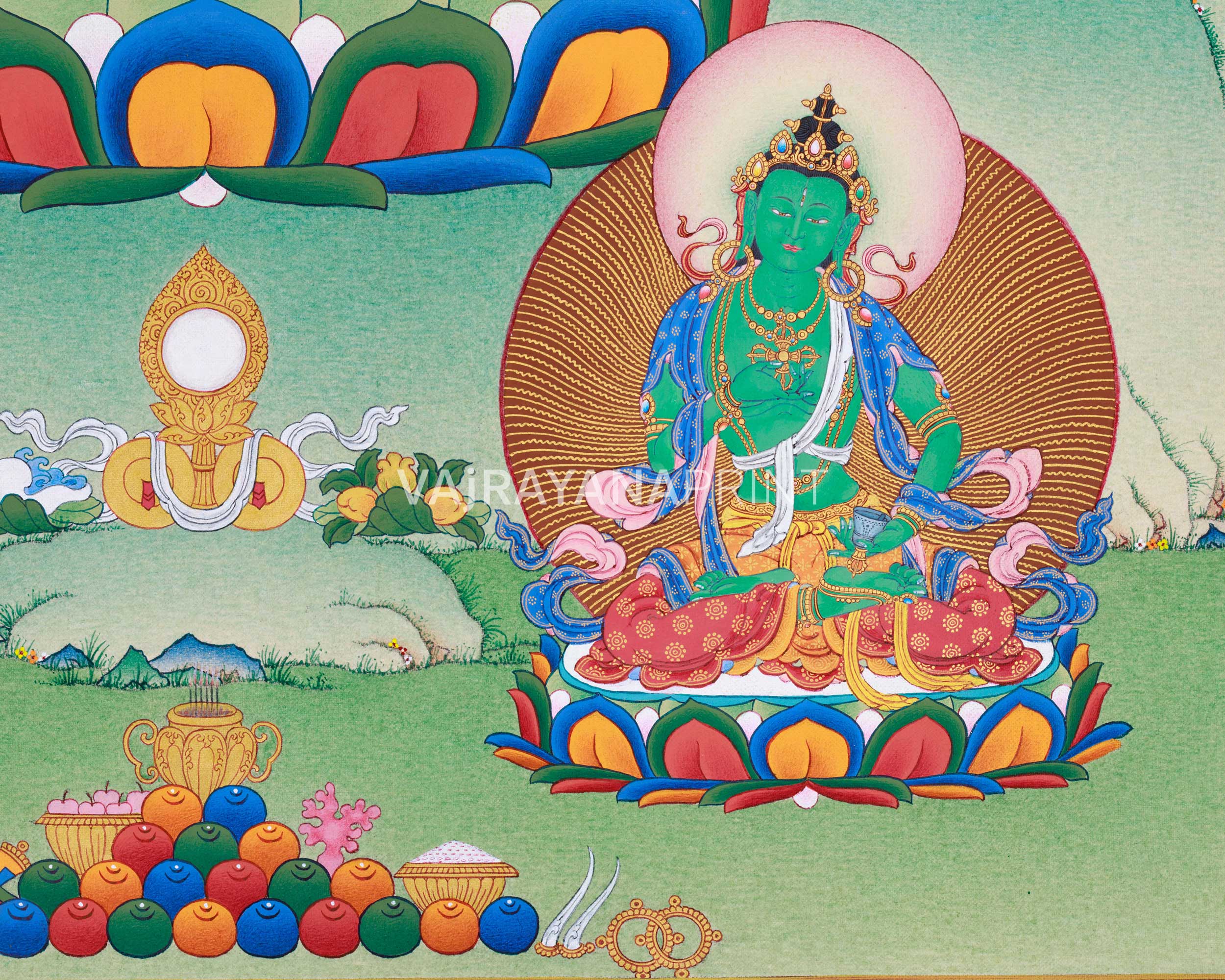 Traditional Amitayus Thangka Print | The Buddha of Boundless Life | Sacred Longevity Artwork