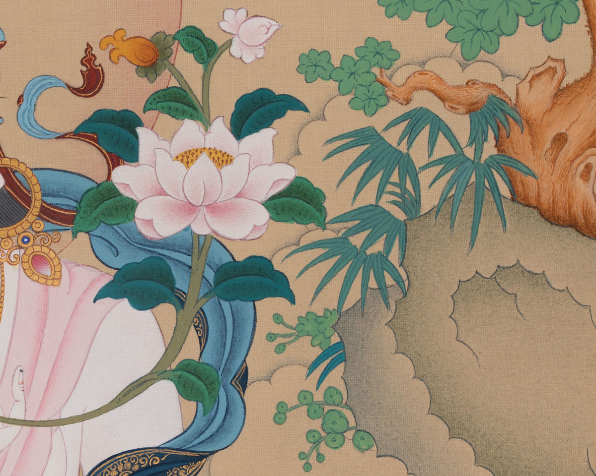 White Tara Vajrayana Buddhist Art | Compassion and Longevity Deity