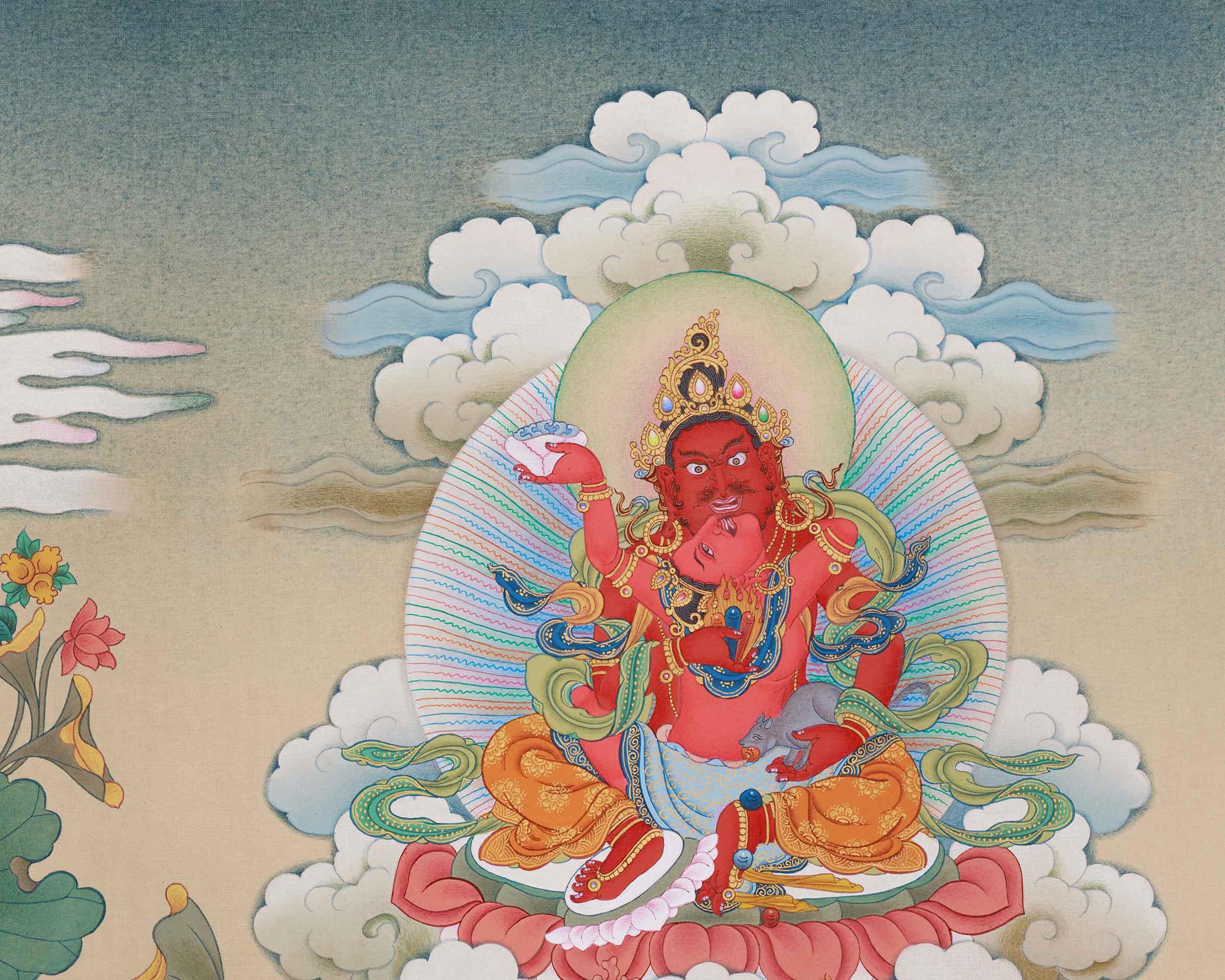 5 Dzambhala Thangka | The Five Wealth Deities of Prosperity, Protection, and Abundance