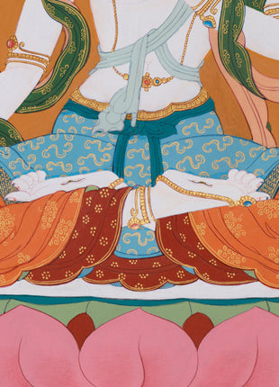 Hand Painted Sita Tara Thangka | Goddess White Tara Medatation Artwork