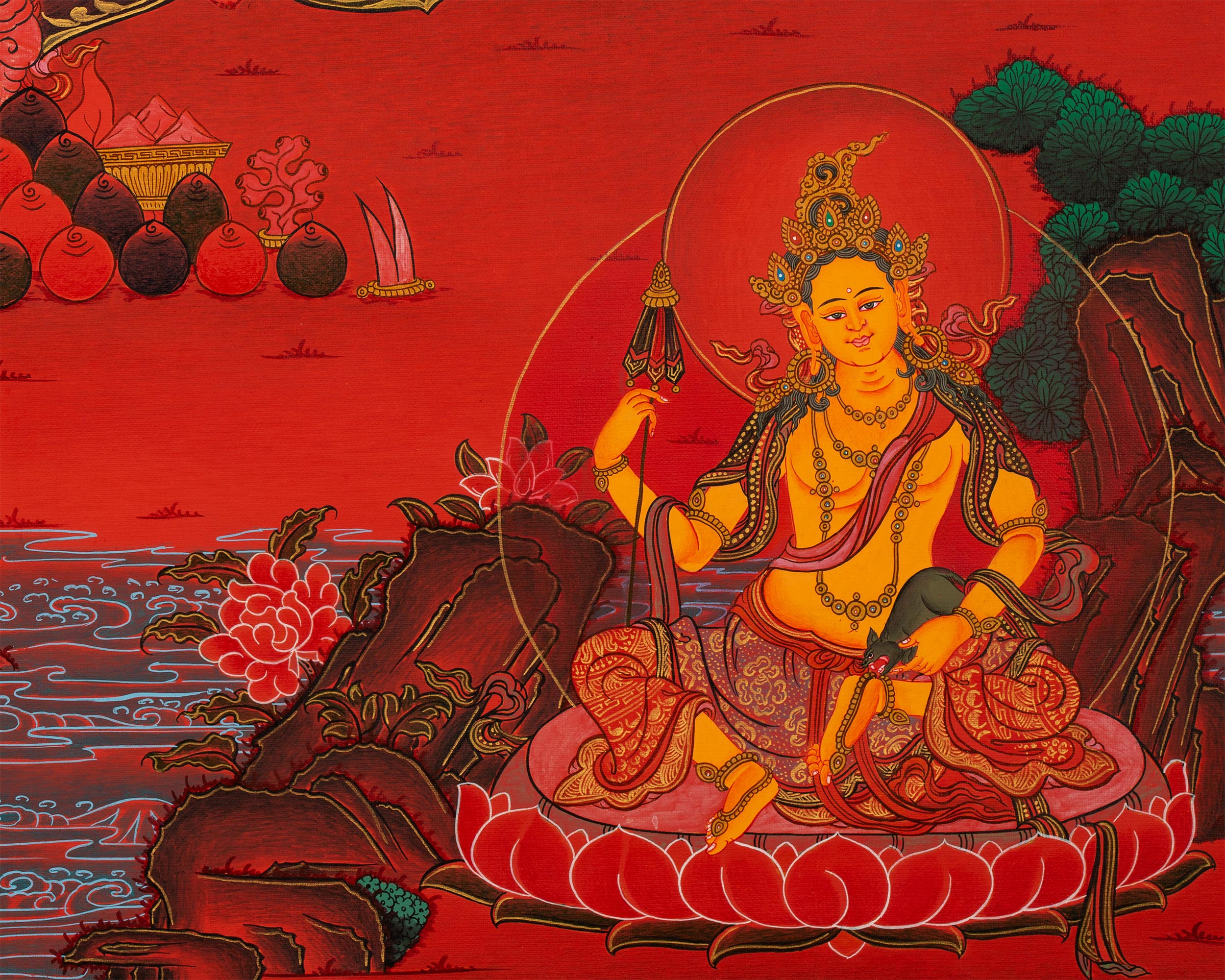 Hand-Painted Namtoshe Thangka | The Wealth Deity of Prosperity and Abundance