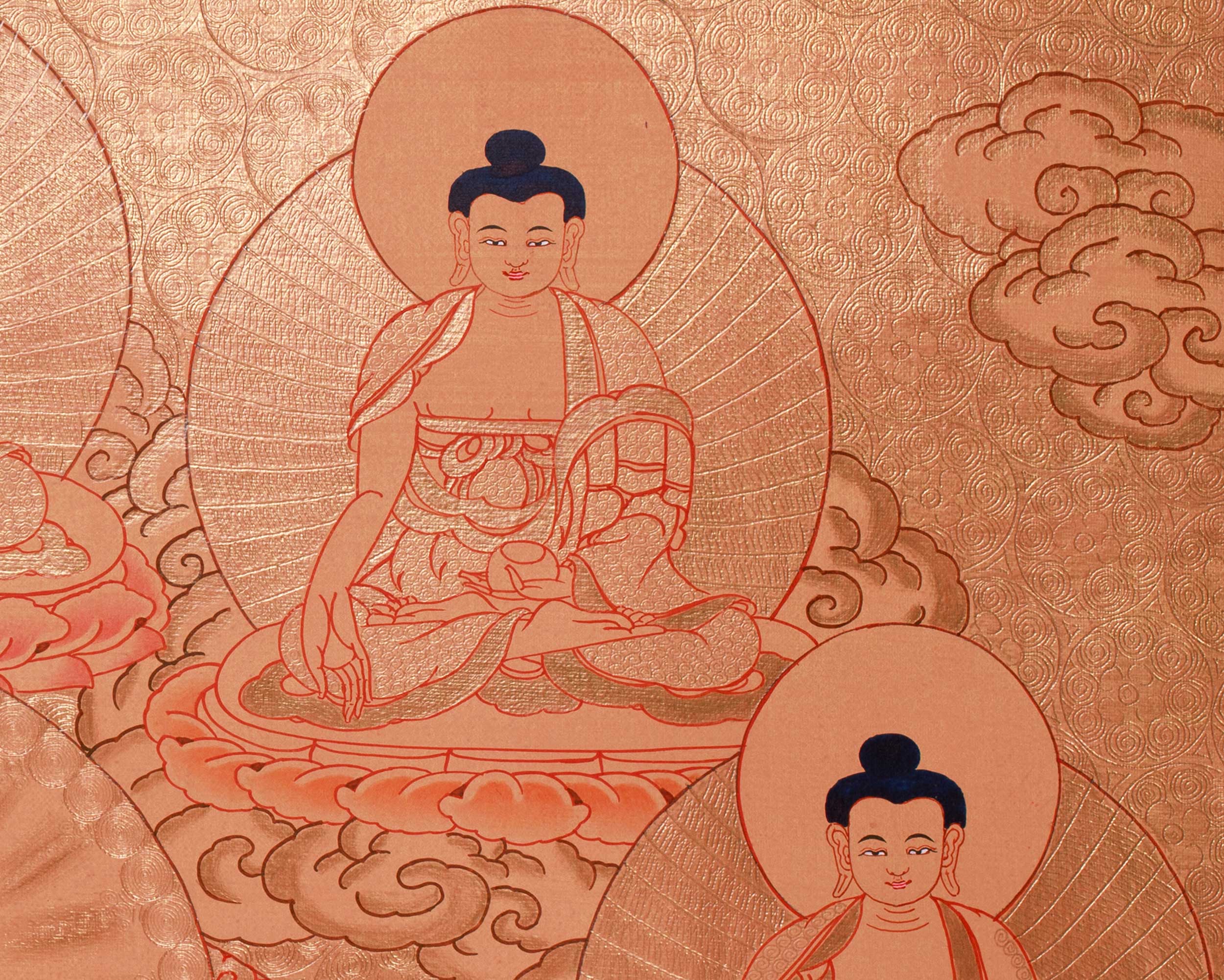 24K Gold Style Medicine Buddha Thangka | Meditation Altar