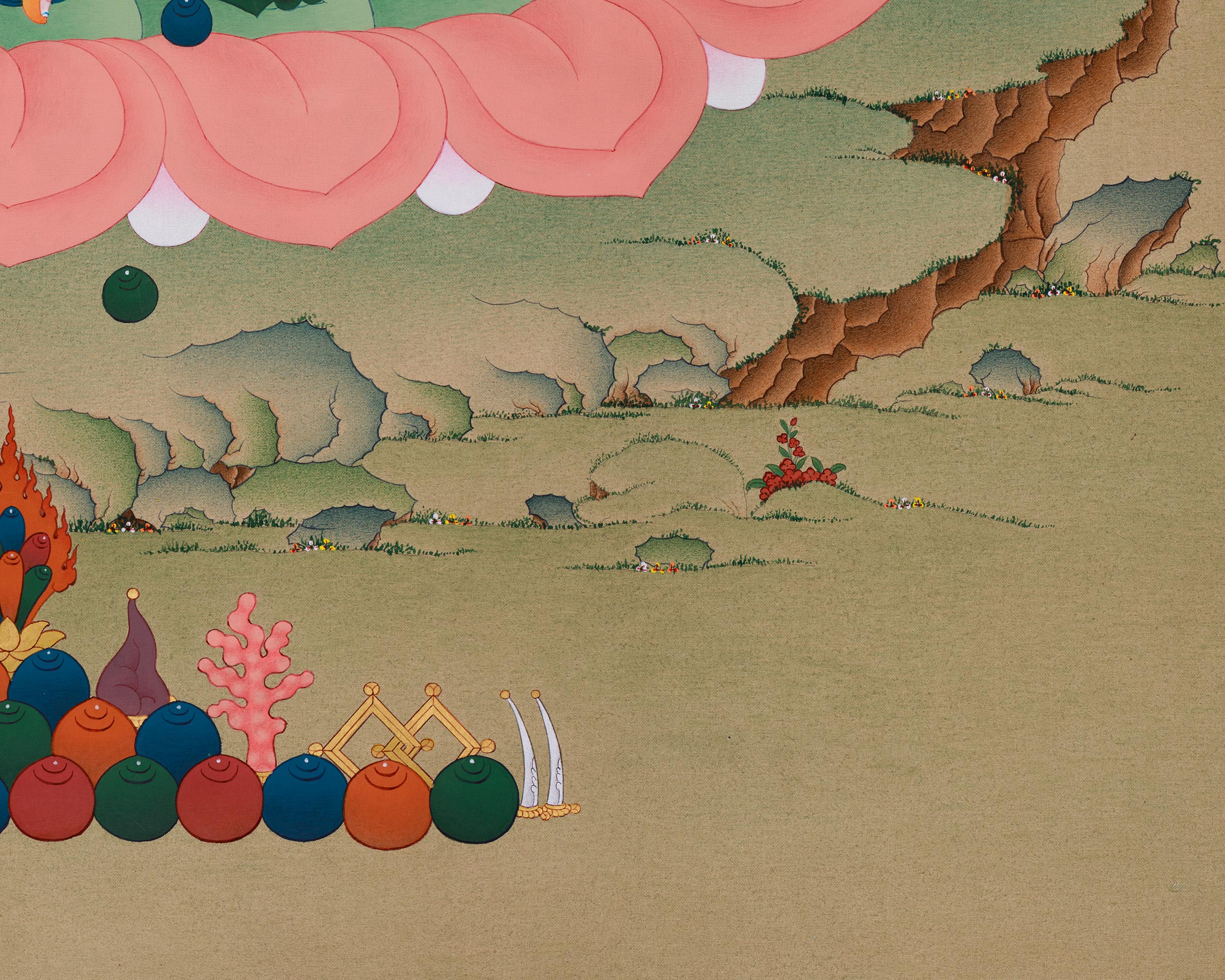 40 Inches Dzambhala Thangka | The Deity of Wealth, Prosperity, and Spiritual Abundance