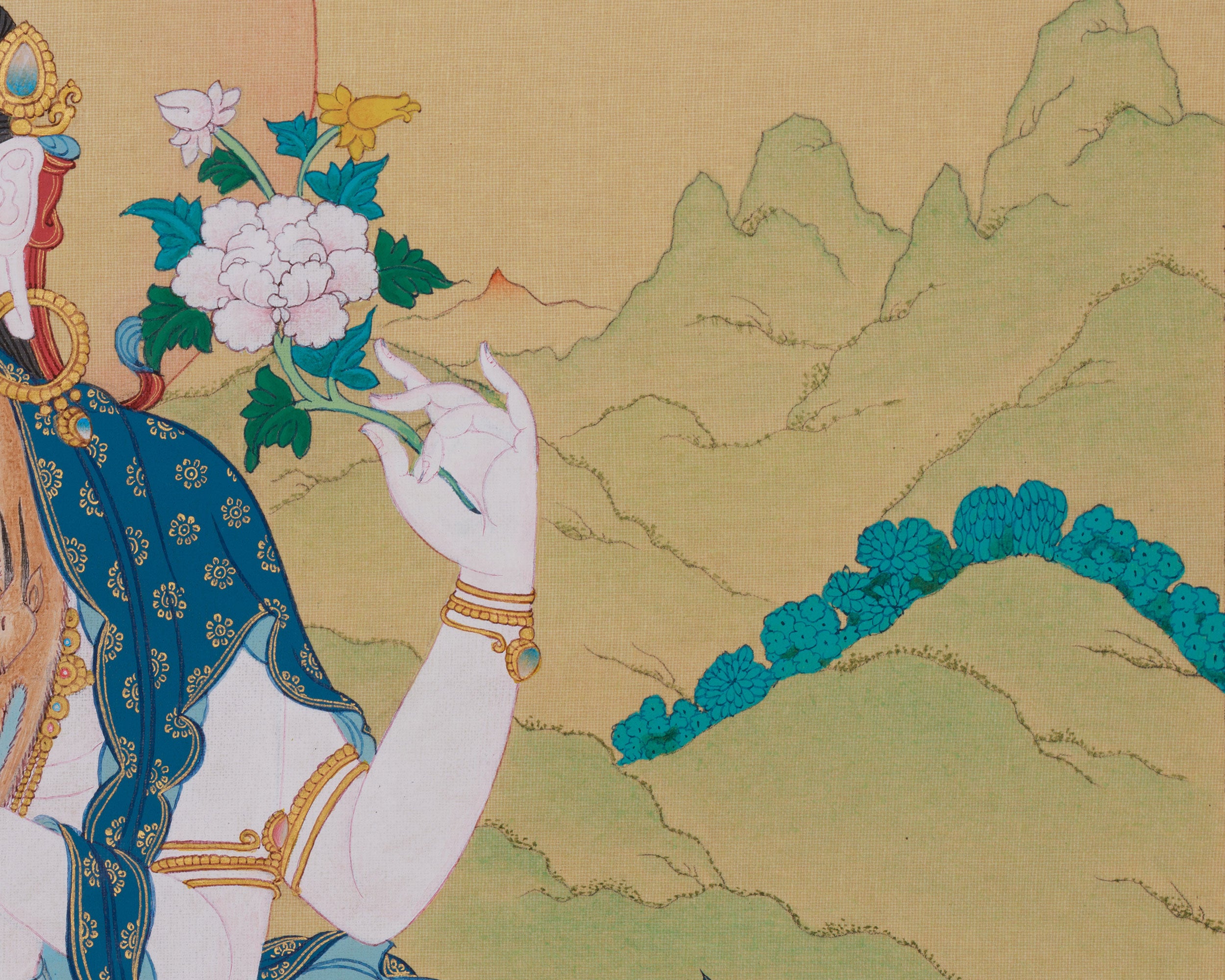 Bodhisattva of Compassion, Chenrezig Thangka | 4-Arms Avalokiteshvara