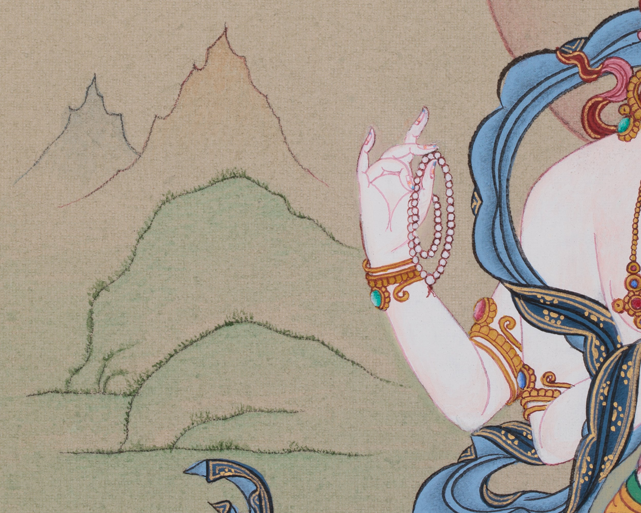Traditional Bodhisattva Chenrezig | A Sacred Thangka of Compassion and Healing
