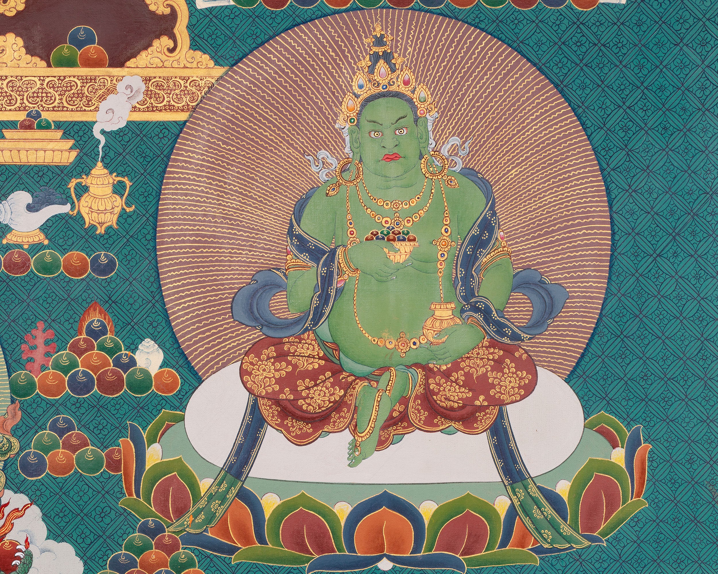 High-Quality Namtoshe with Five Dzambhala Print | Wealth Deities with Protective and Enlightened Figures