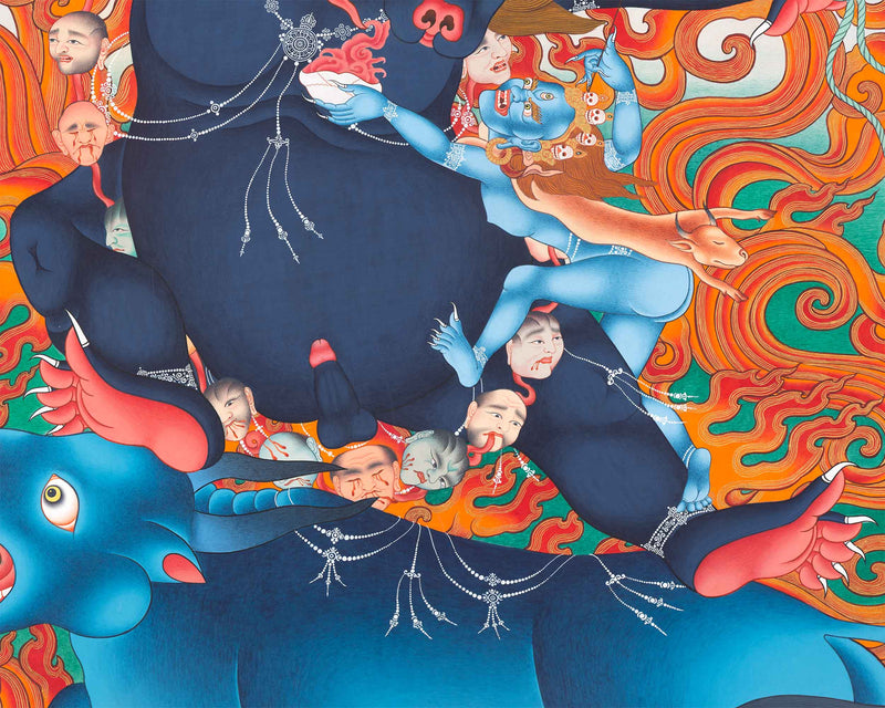 High-Quality Giclee Print Of Yama Dharmaraja | Traditional Nepali Print For  Wall Hanging & Room Decor