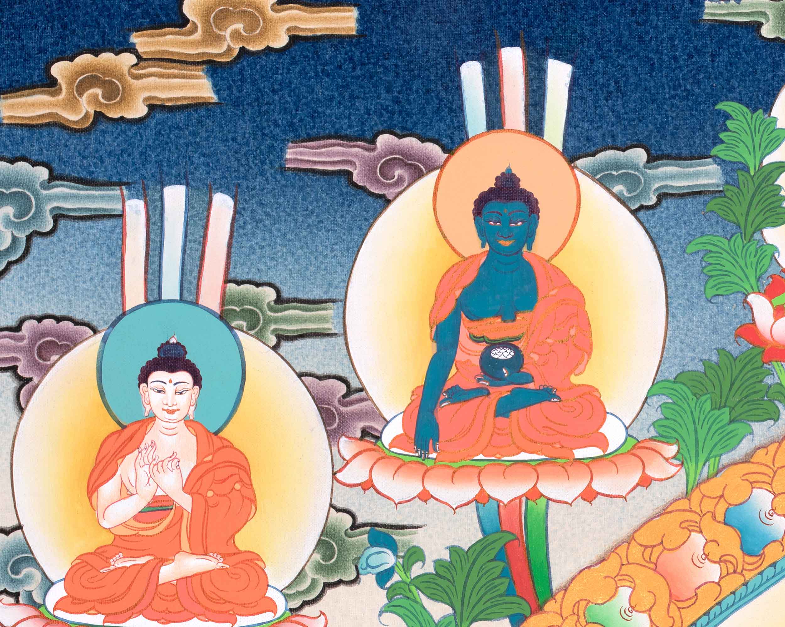 1000 Arm Chenresig Thangka | 5 Buddhas | Tradational Artwork