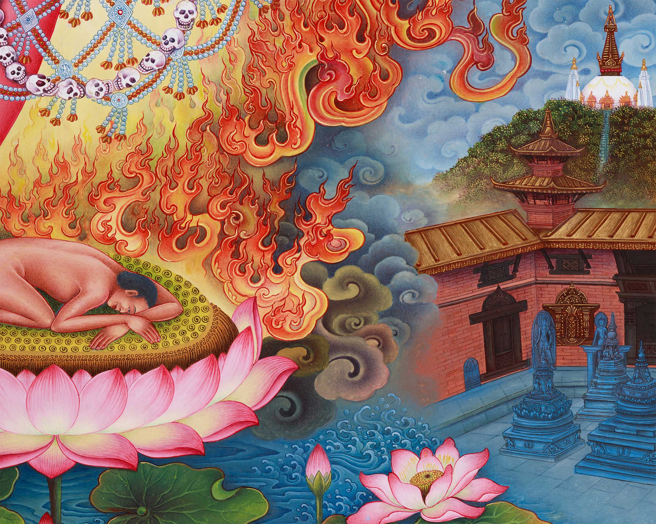 Vidyadhari Yogini, Flying Vajrayogini Giclee Print | Sky-Dancer of Wisdom and Fierce Compassion