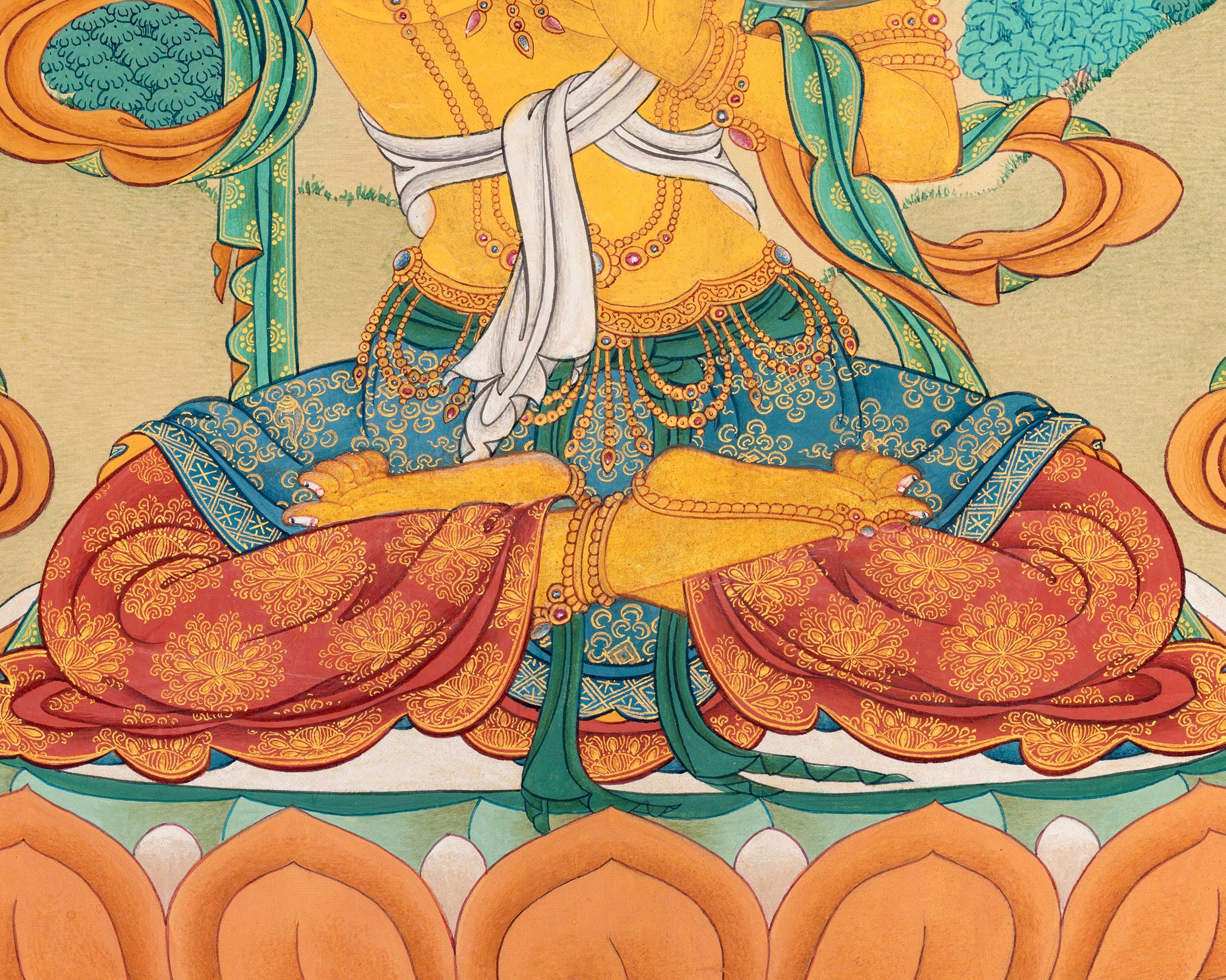 Buddha To Be, Manjushri Thangka | Bodhisattva Artwork for Home Decor | Vajrayana Buddhism