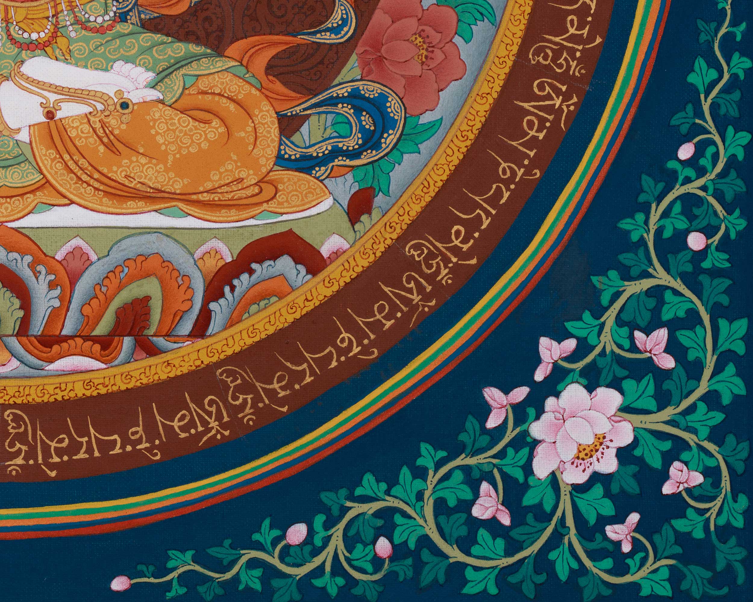 Four-Armed Avalokiteshvara Mandala Thangka | The Bodhisattva of Compassion and Mercy in Divine Art