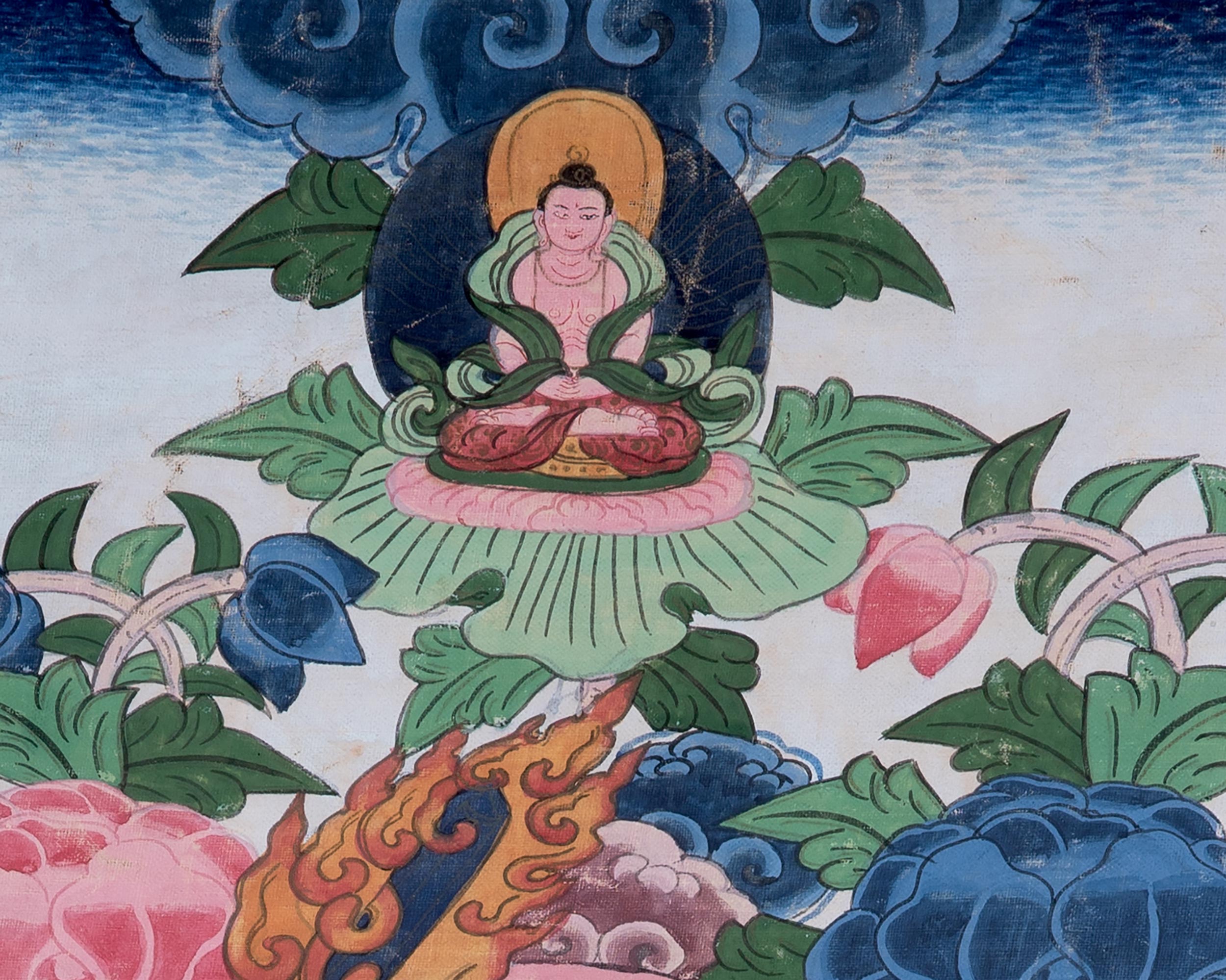 Exquisite Manjushree Thangka | Tibetan Buddha of Wisdom | Brocade Mounted