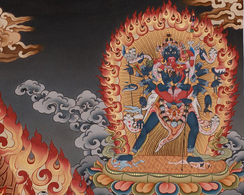 Yamantaka Thangka | Giclee Canvas Print | Spiritual Protector & Wrathful Compassion