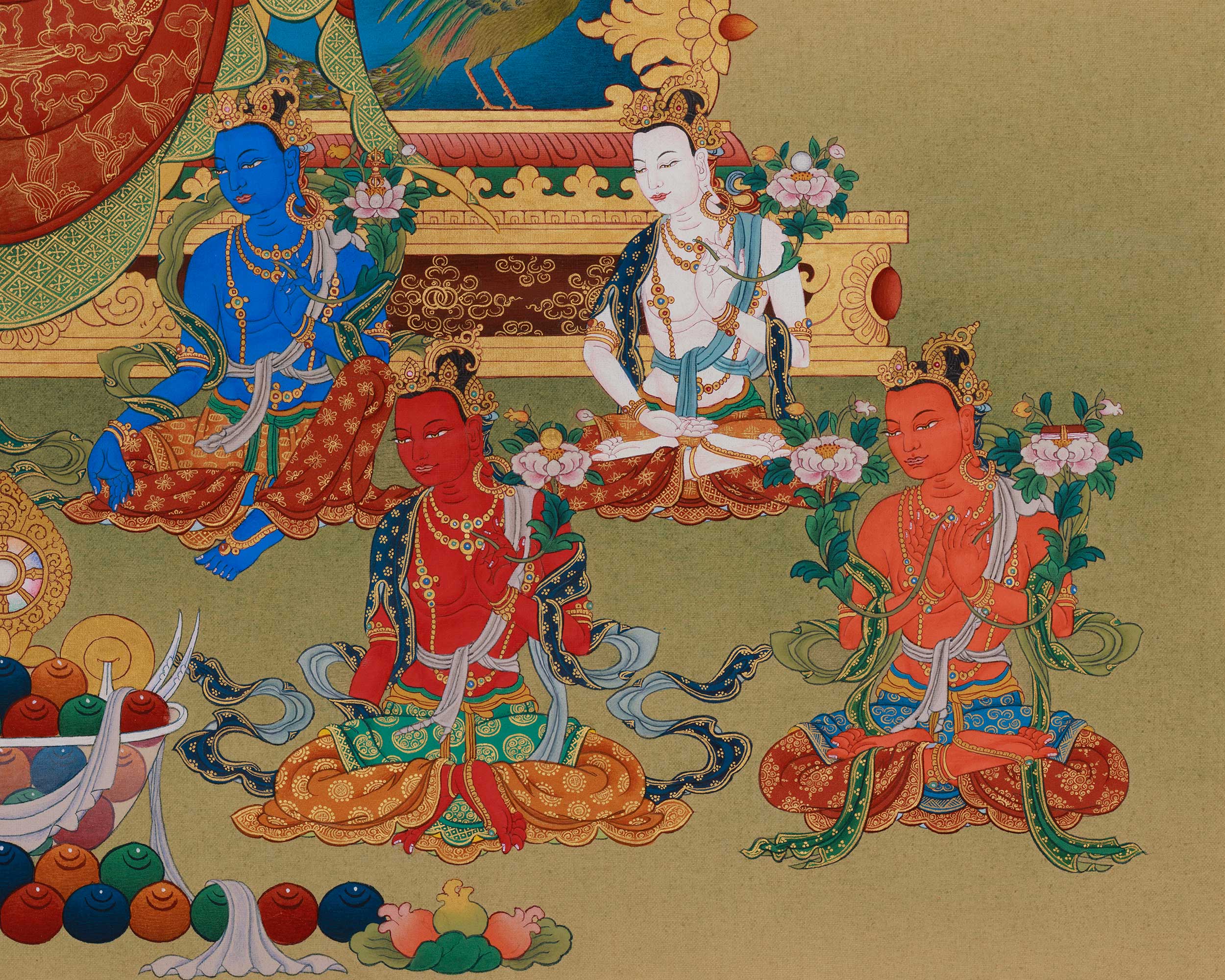 Amitabha Buddha with Bodhisattva Thangka | Infinite Wisdom Deity