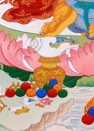 Hand-Painted Dzambhala Thangka | God Of wealth (with consecration and brocade included)
