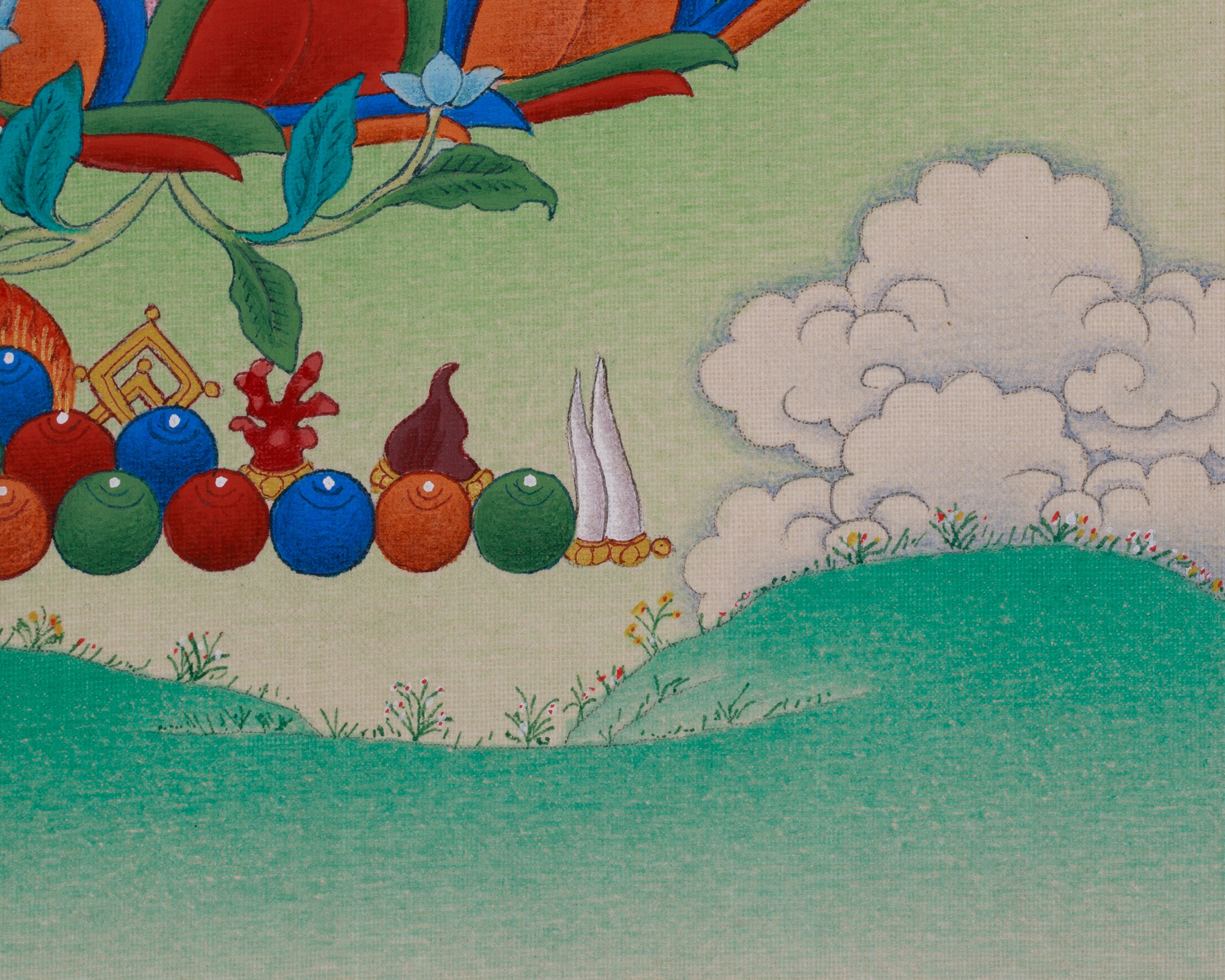 Peaceful Deity Green Tara Thangka | Enlightenment Goddess