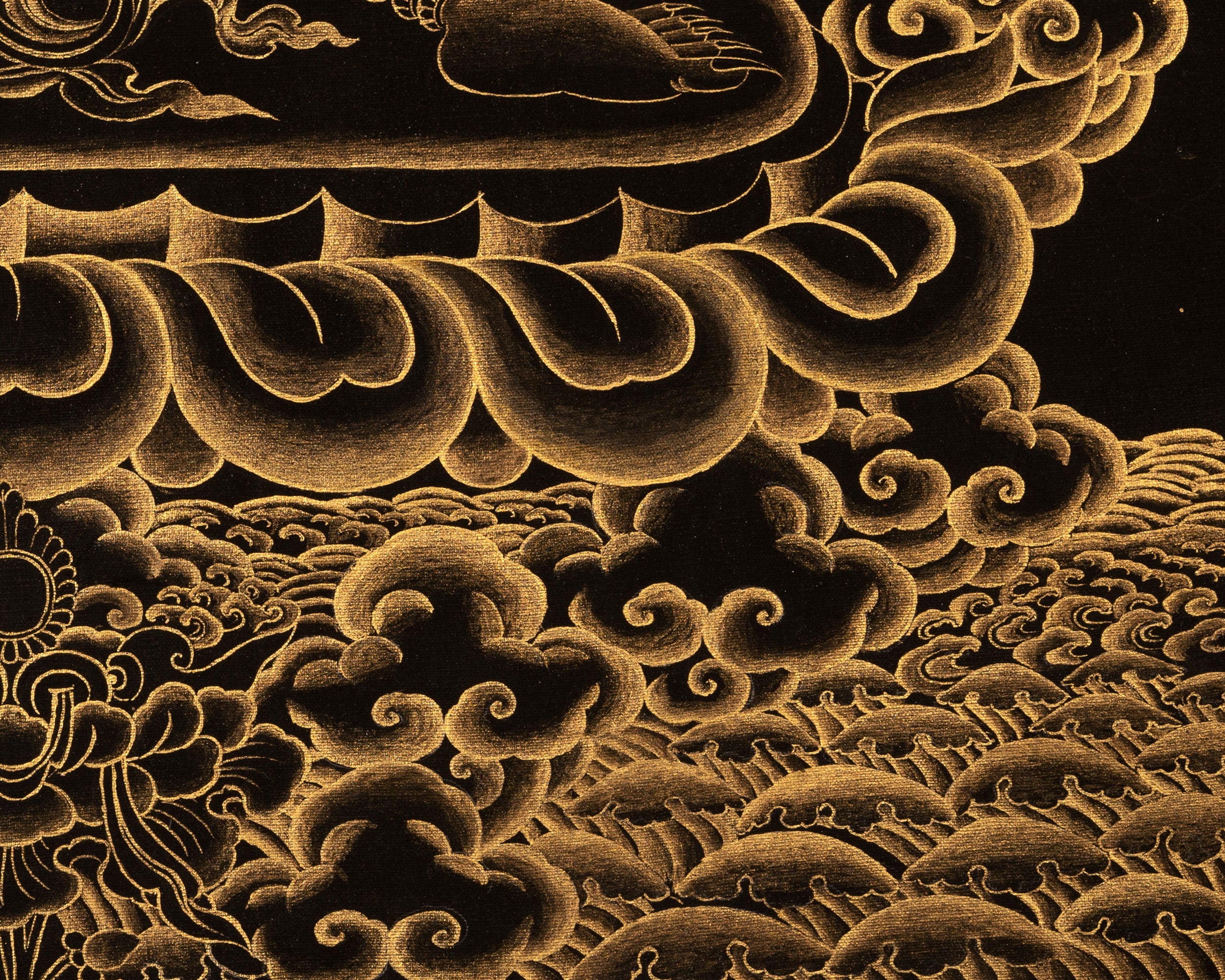 Black and Gold Fierce Vajrapani Thangka | Protector of the Dharma