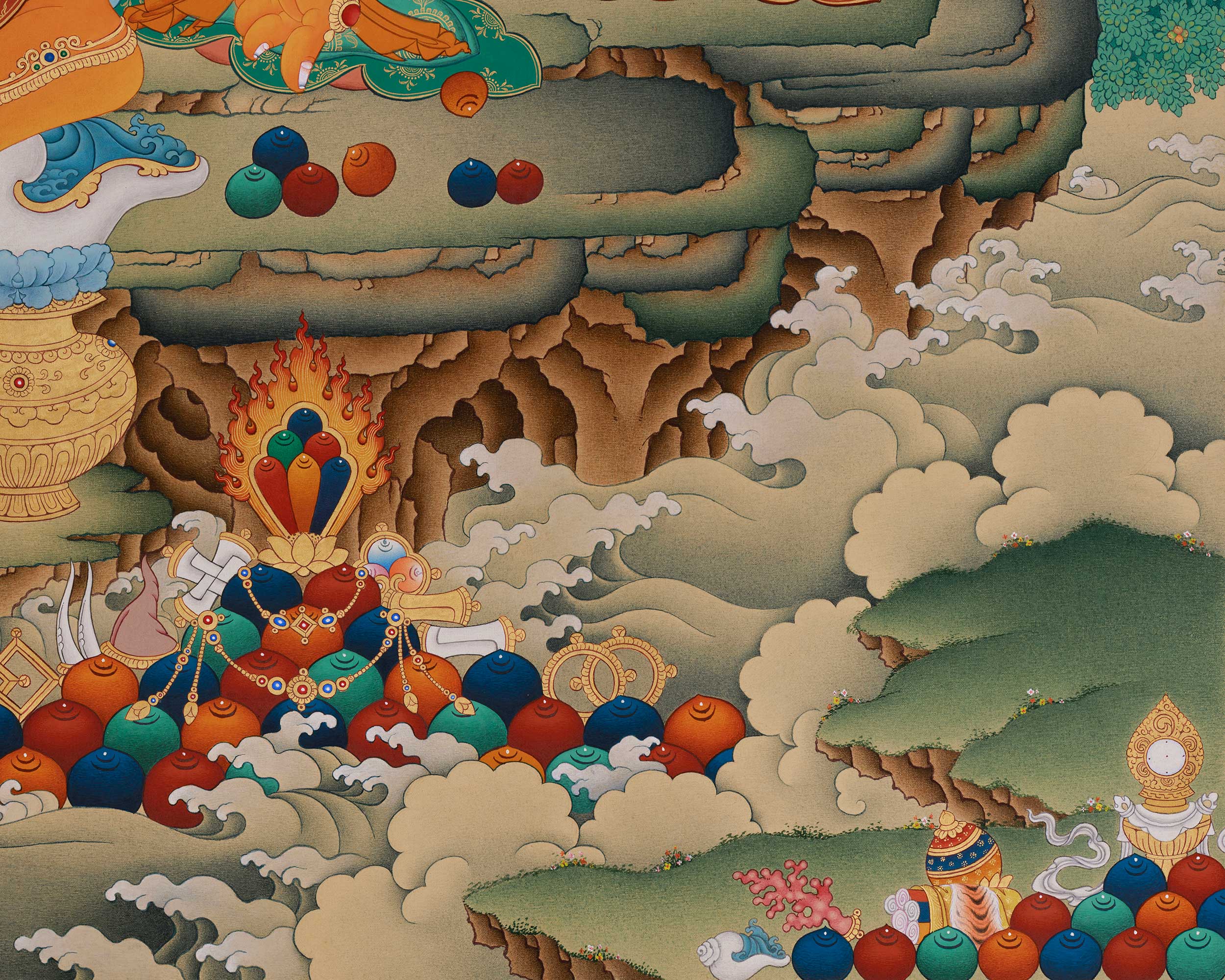 Vajrayana Abundance Deity Dzambhala Thangka | Tibetan Ratnasambhava Art