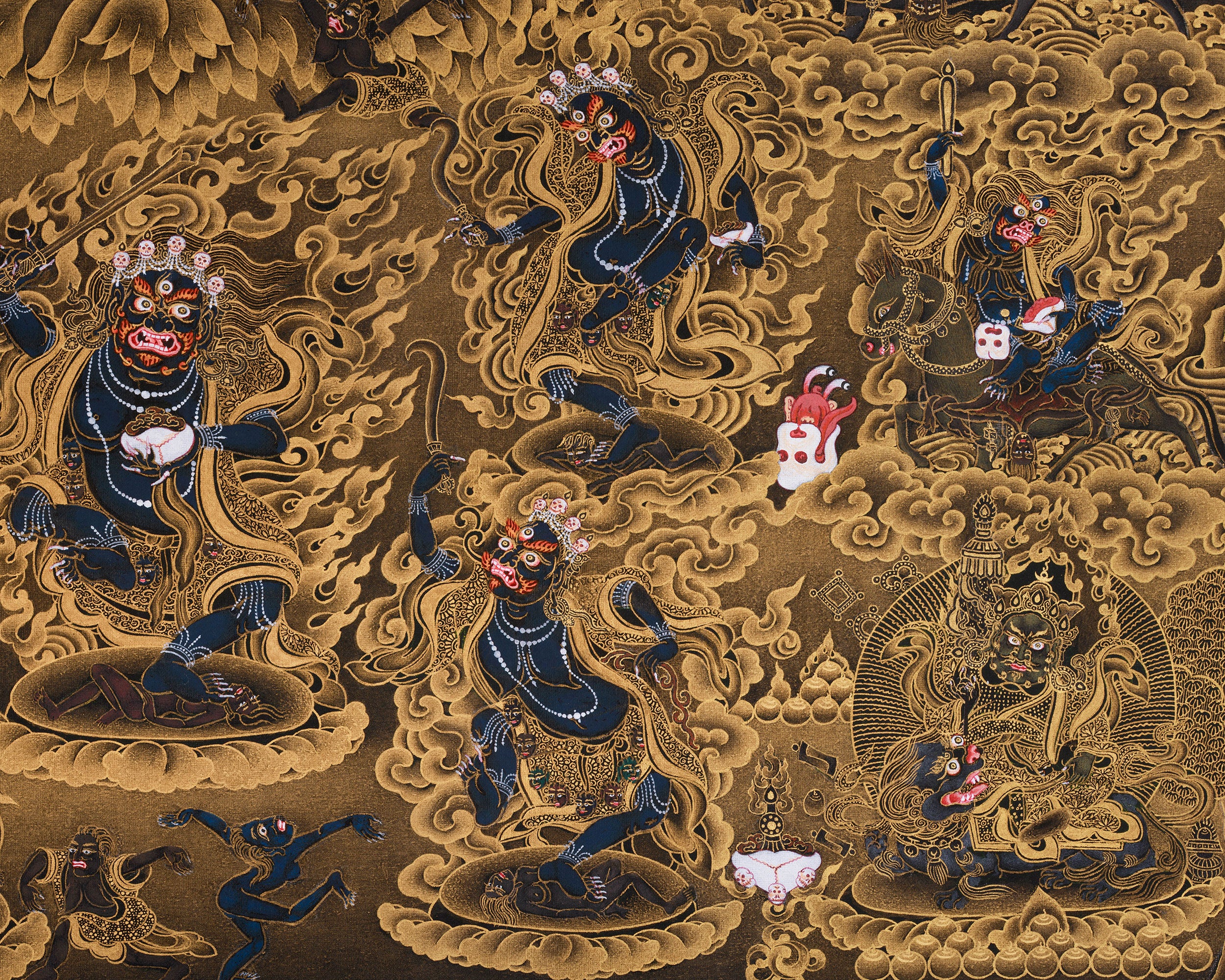 Wrathful Sakya Mahakala Thangka | Dharmapala of Sakya Tradition