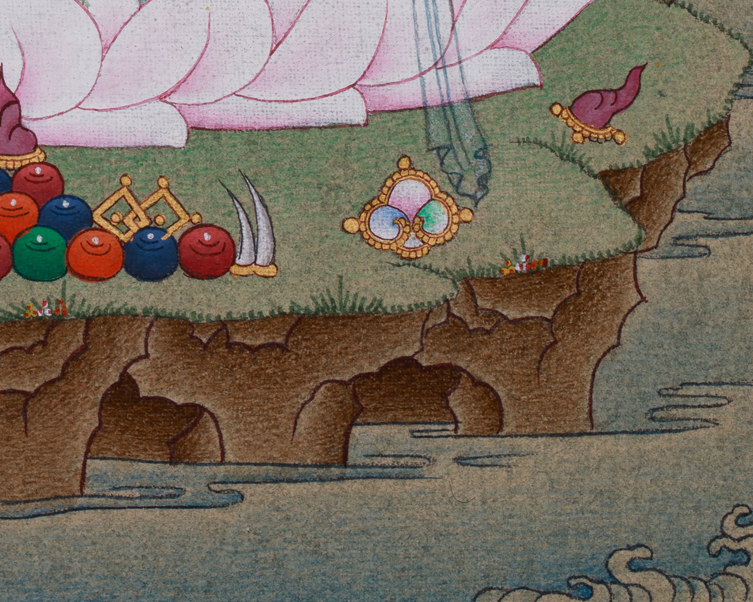 Hand-Painted Tibetan Chenrezig Thangka | Avalokiteshvara Compassionate Deity
