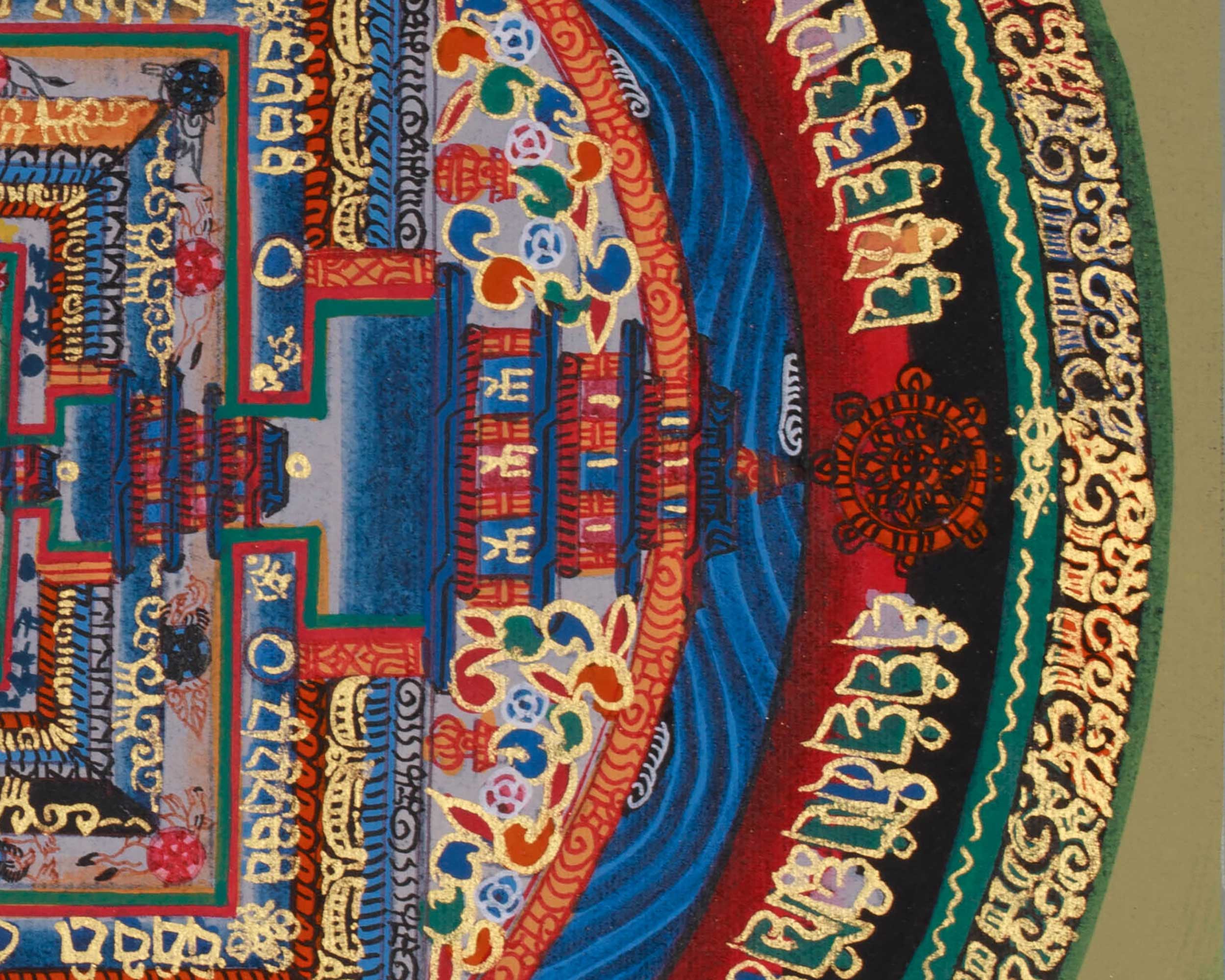 Small Kalachakra Mandala Thangka | Tibetan Art of Time and Cosmic Balance