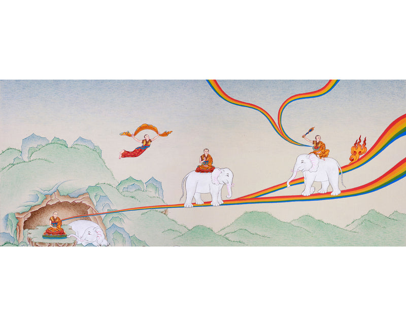 Samatha Meditation Thangka | 9 Stages Of Samatha Practice | Spiritual Artwork