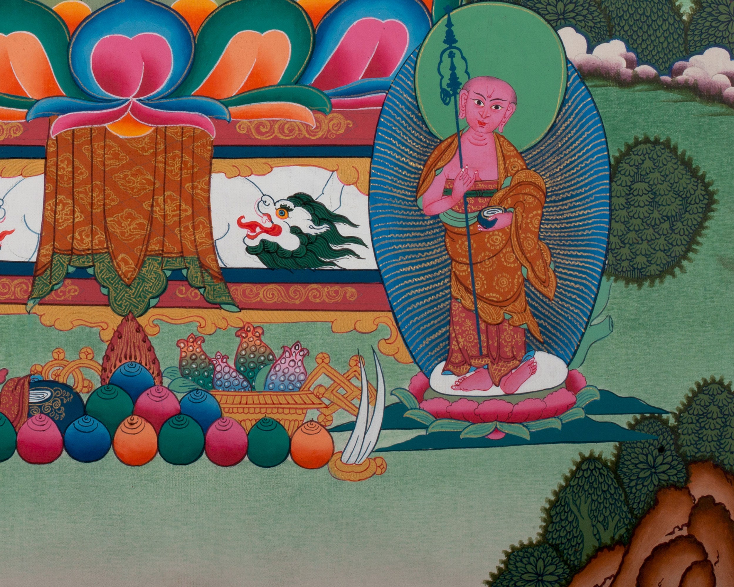 Shakyamuni Buddha with Five Dhyani Buddhas | Tibetan Art of Awakening and Compassion