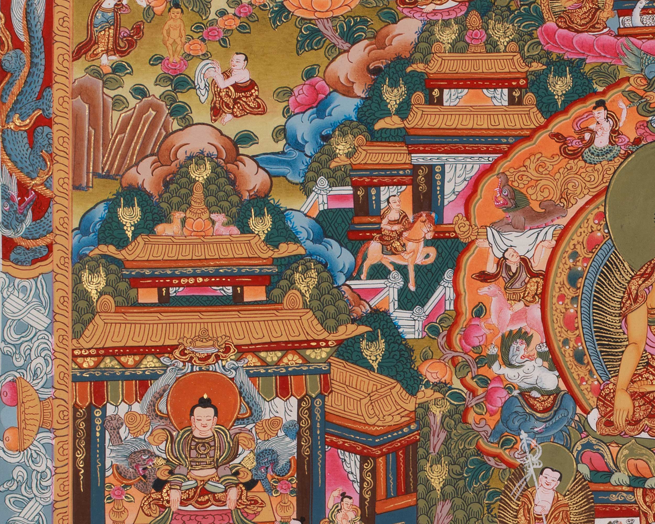 Traditional Thangka of Buddha's Life Story | Journey From Birth to Enlightenment
