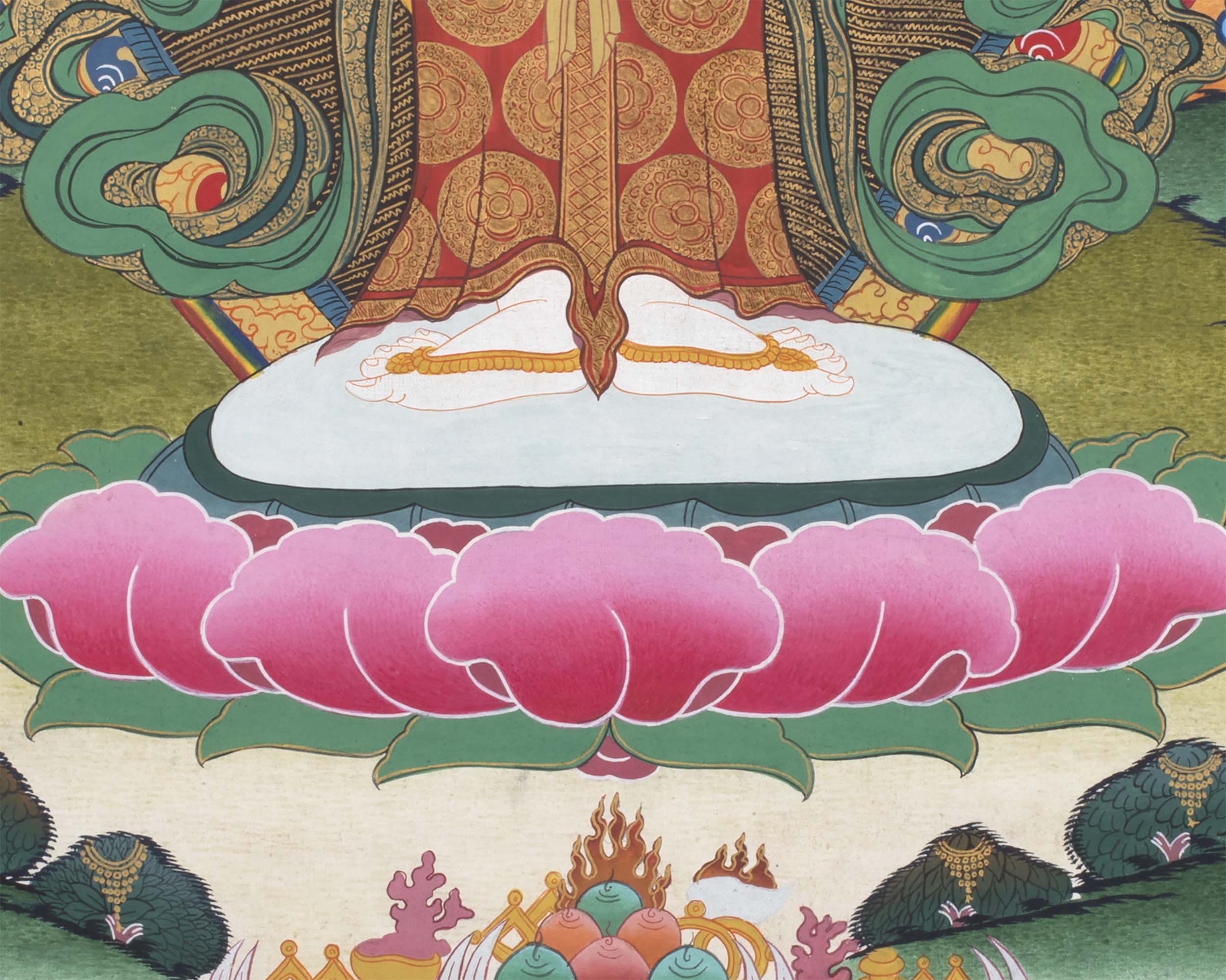 1000 Armed Chenrezig Thangka Print Surrounded by Celestial Deities | Traditional Buddhist Artwork