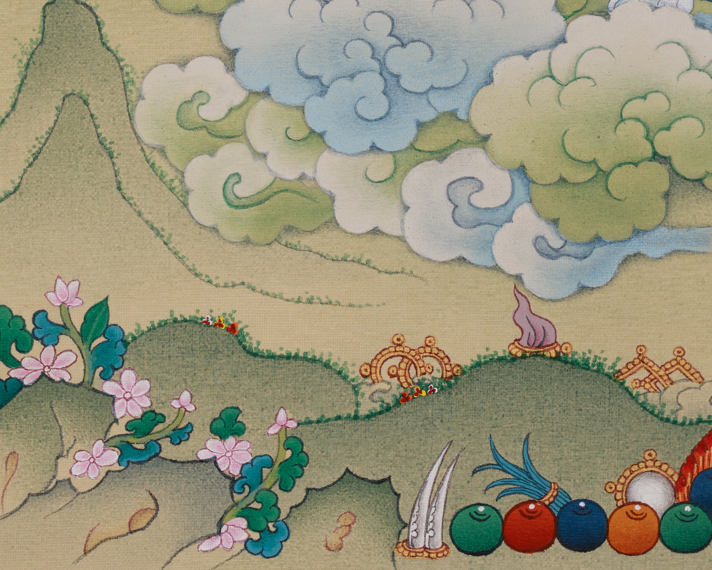 Tsheringma with Milarepa Thangka | Tibetan Artwork for Longevity and Wisdom