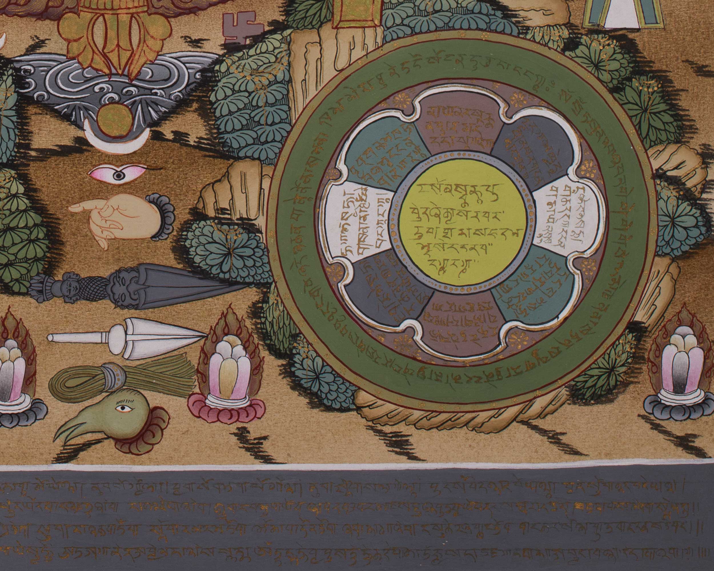 Tibetan Calendar | An Intricate Thangka Depicting the Buddhist Year and Lunar Cycle