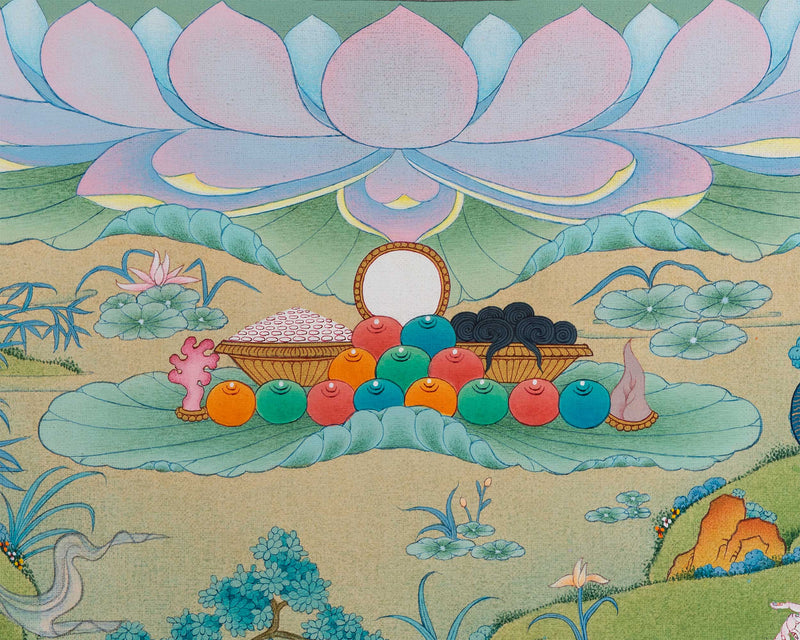 White Tara and Bodhisattvas Thangka Print | White Tara, Amitayus, and Namgyalma For Wall Decor