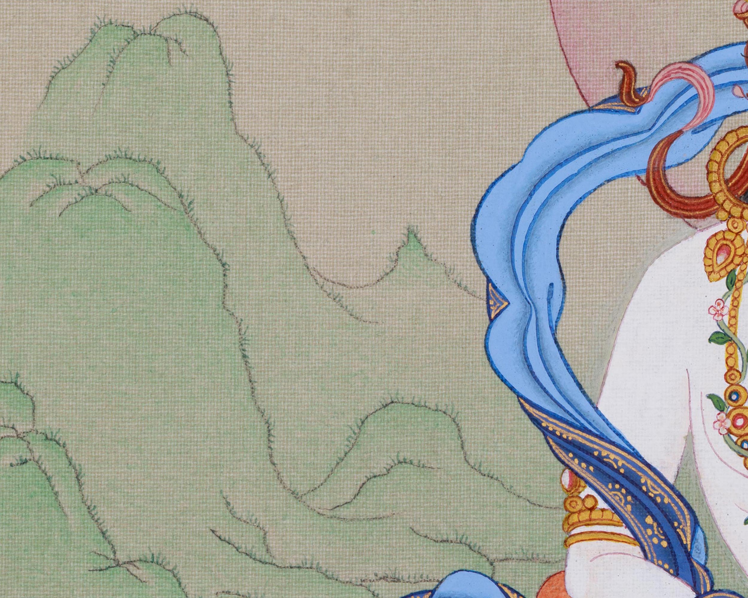 Devi Saraswati Thangka | A Sacred Representation of the Goddess of Wisdom and Creativity