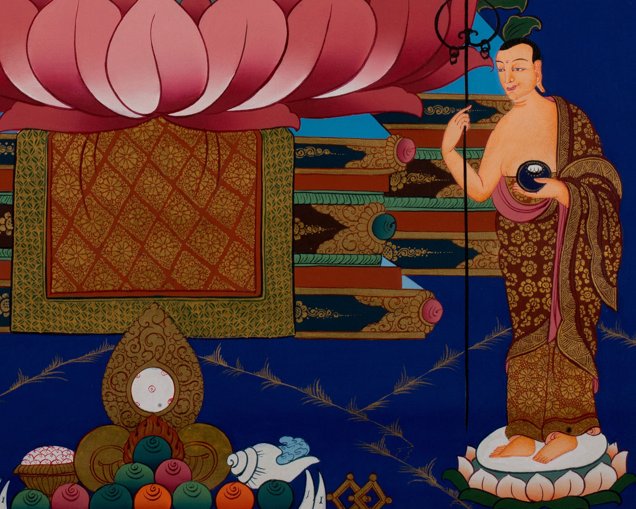 Buddha With Disciples Thangka | Traditional Tibetan Art