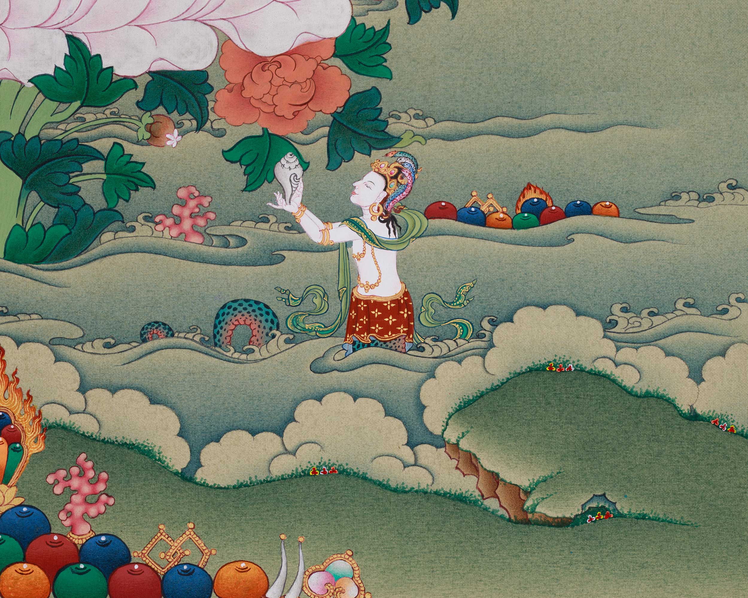 Healing Goddess White Tara Painting | Embodiment of Compassionate Longevity