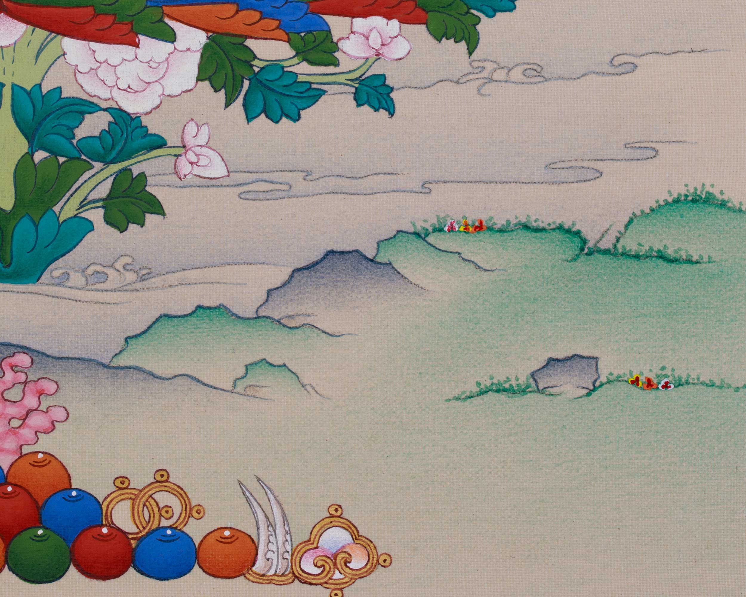 Precious Teacher Guru Rinpoche Thangka | Sacred Tibetan Masterpiece Art