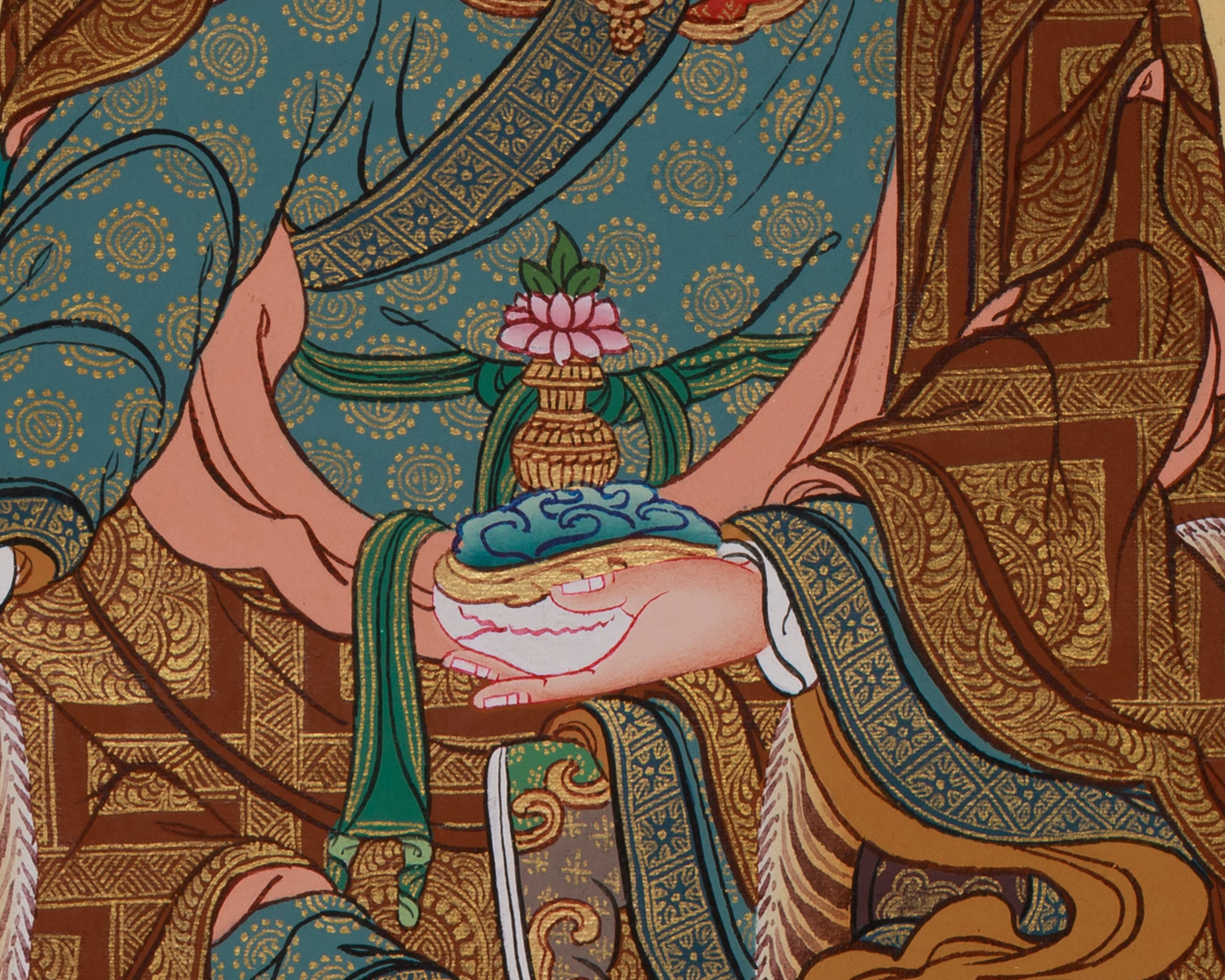 Traditional Guru Rinpoche | Thangka of Padmasambhava with 24K Gold Detailing
