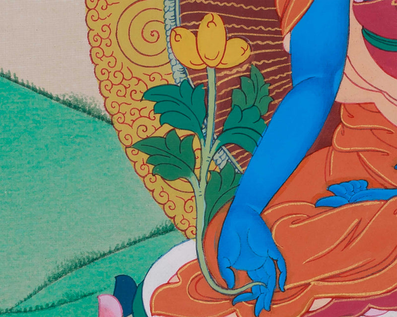 Medicine Buddha Thangka | Bhaisajyaguru | Hand-Painted Tibetan Bodhisattva