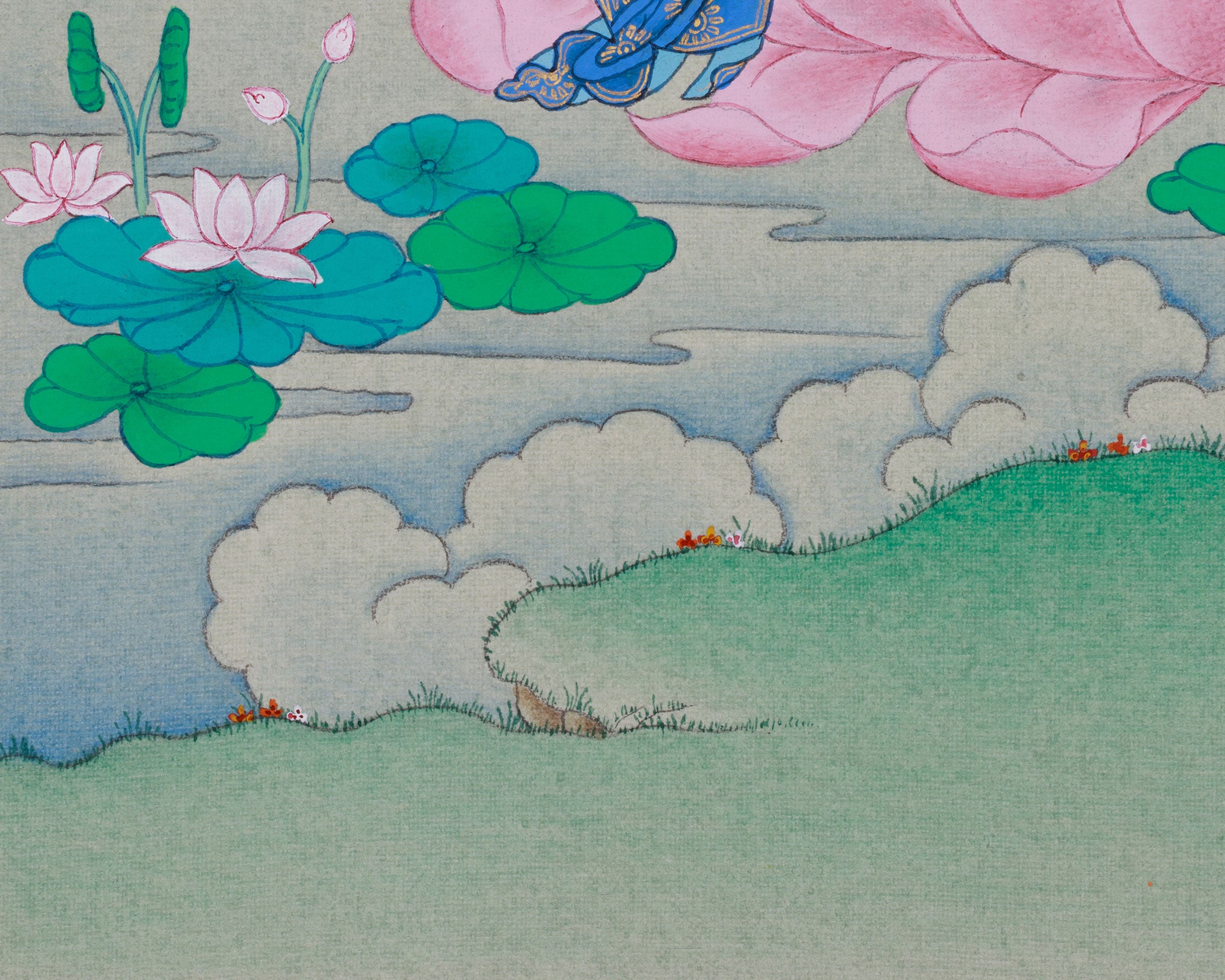 Red Amitayus Buddha Thangka | Hand-Painted Longevity Deity | Traditional Artwork