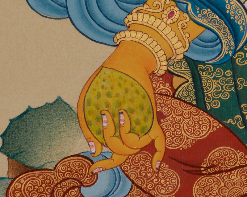 The Wealth Deity, Yellow Dzambhala's Blessings | Exquisite Details with Lhasa Stone and 24K Gold