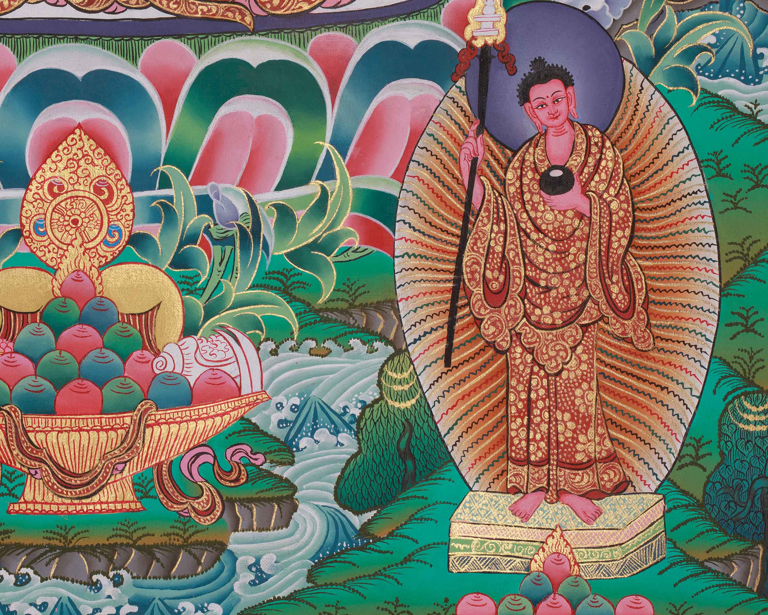 Peaceful Deity, Buddha Shakyamuni Thangka | Siddhartha Gautama | Meditation Art