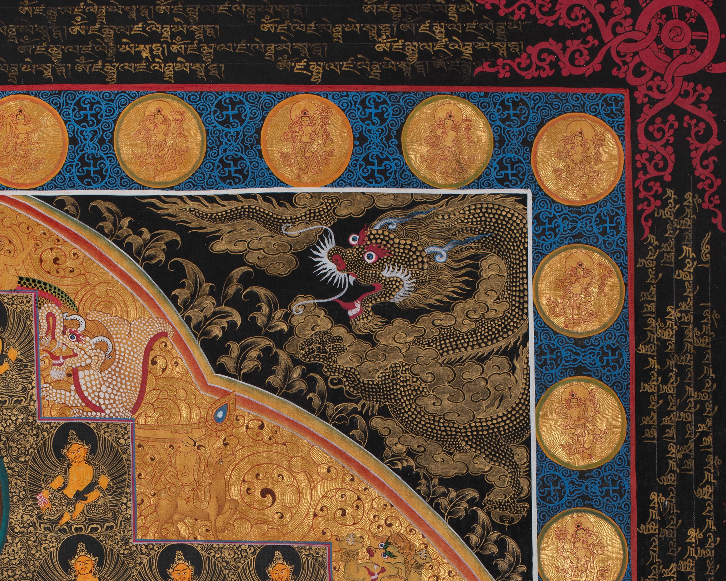 Dzambala Yellow Thangka  |  Traditional Tibetan Art | Wall Decors