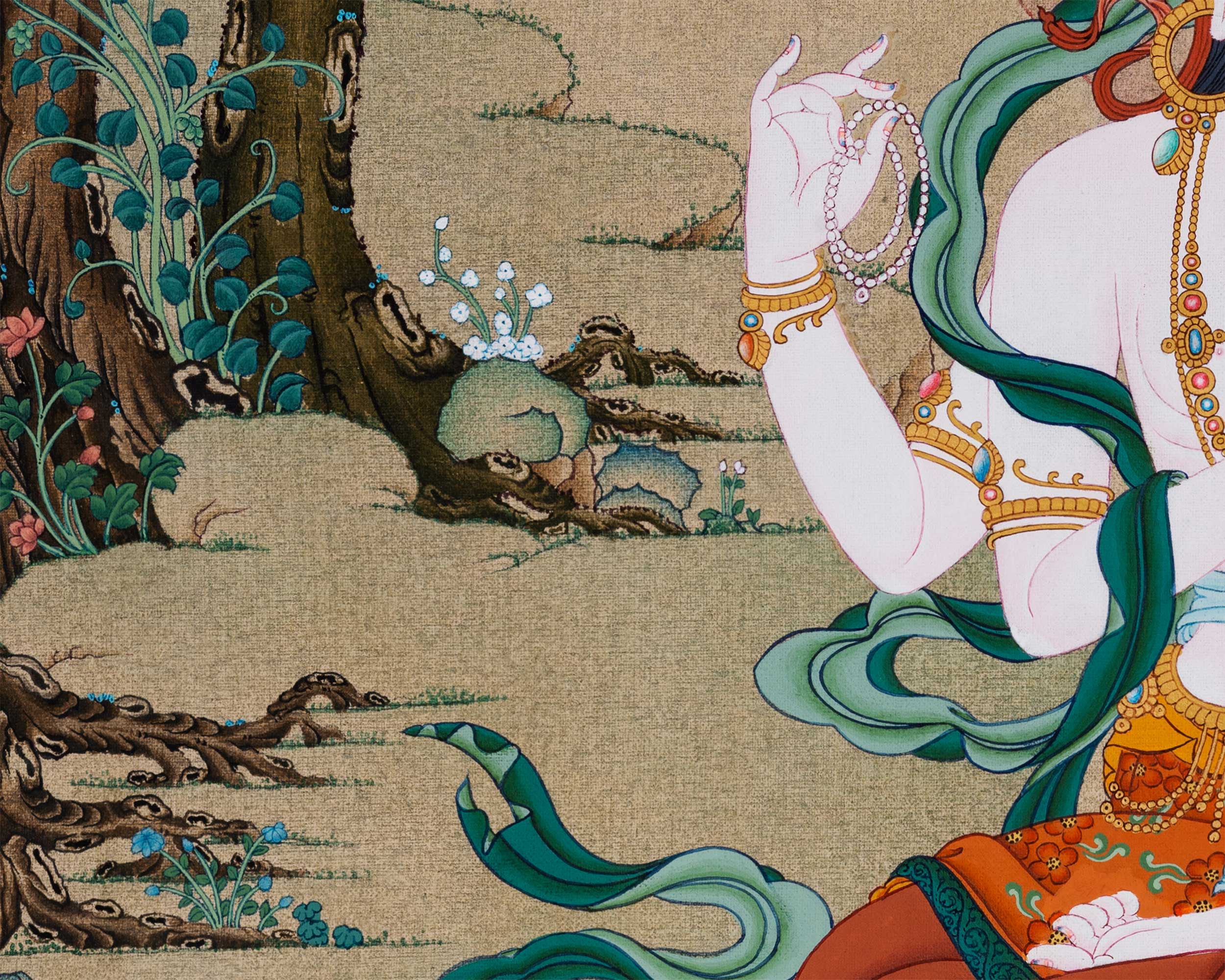 Avalokiteshvara Buddha Thangka | Hand-Painted Buddhist Deity Painting